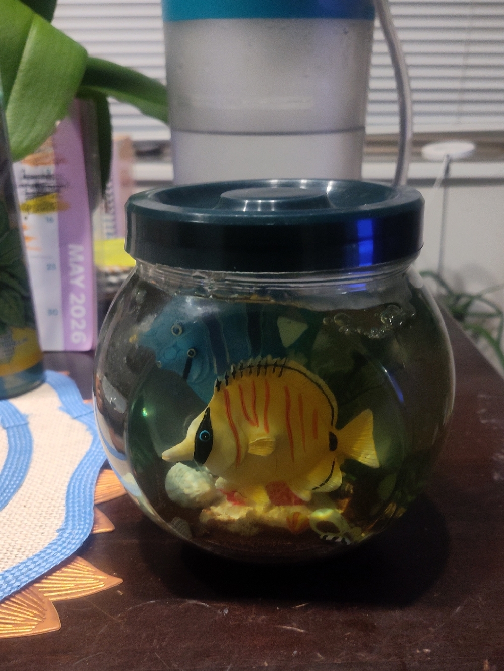Yellow Decorative Fish Tank Ornament - Pets Fish Candle Jar.